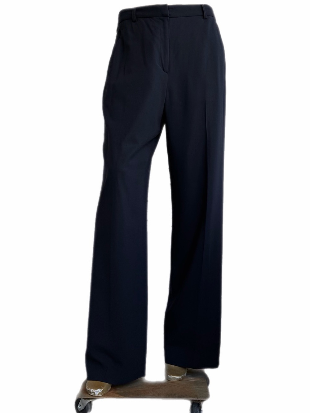 Y2K Vintage DKNY Navy Wool Stretch Straight Leg Trouser Dress Pants Size 12